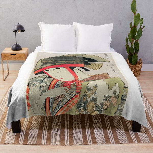 Item preview, Traditional Japanese Woman holding a fan - Ukiyo-e Illustration designed and sold by FrostMintStudio.