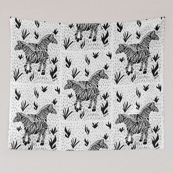 Item preview, Zebras on a meadow in b/w designed and sold by kbackesneu.