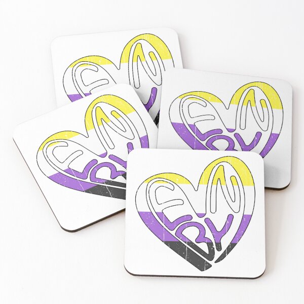 Item preview, ENBY Heart in the colors of the non-binary flag designed and sold by Happy Puppy Print On Demand.