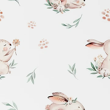 Artwork thumbnail, Cute Rabbit Floral Pattern by SweetPea49