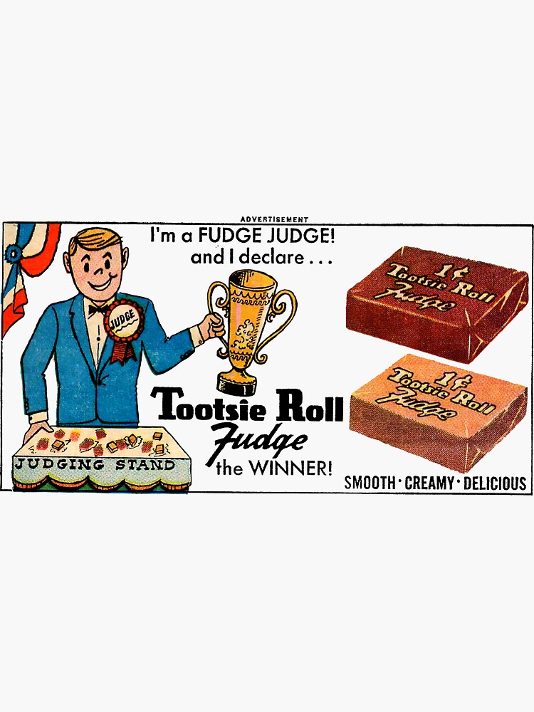 "FUDGE JUDGE ADVERT" Sticker for Sale by ThrowbackAds Redbubble
