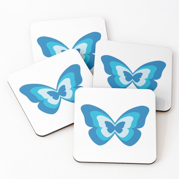 Item preview, Preppy Aesthetic Blue Aqua Love Heart Coffee Latte Butterfly Pattern     designed and sold by HibiscuDesigns.