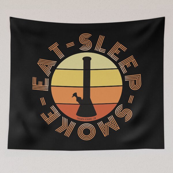 Item preview, Retro Vintage Sunset Orange Bong-Eat sleep smoke repeat  designed and sold by YomeHayin.