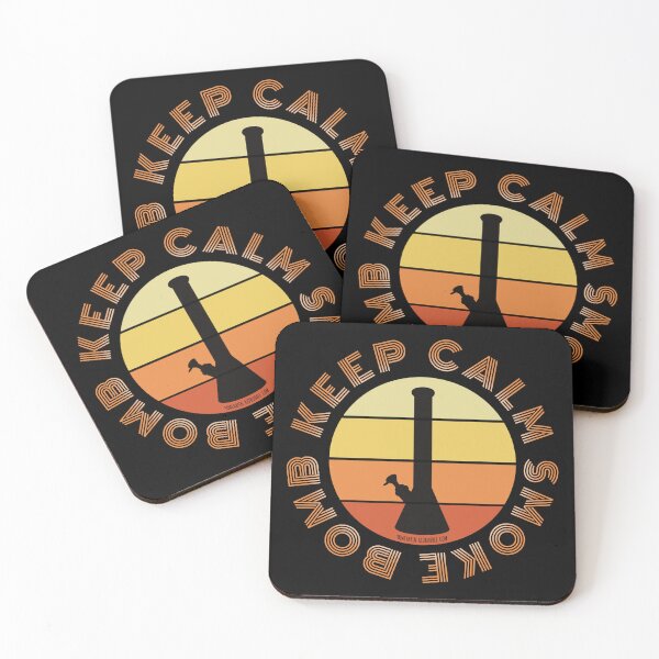 Item preview, Retro Vintage Sunset Orange Bong-Keep calm smoke bomb designed and sold by YomeHayin.