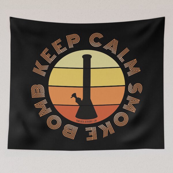 Item preview, Retro Vintage Sunset Orange Bong-Keep calm smoke bomb designed and sold by YomeHayin.