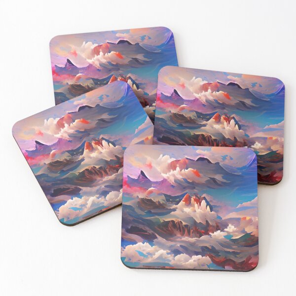 Item preview, Colorful Abstract Cloudy Mountains designed and sold by advanceprintart.