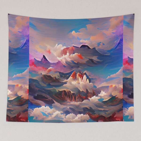 Item preview, Colorful Abstract Cloudy Mountains designed and sold by advanceprintart.