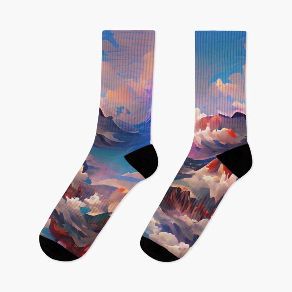 Item preview, Colorful Abstract Cloudy Mountains designed and sold by advanceprintart.