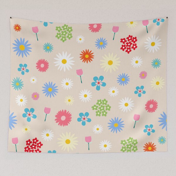 Item preview, Pretty Sweet Flowers on Beige  designed and sold by lucybrownlane.