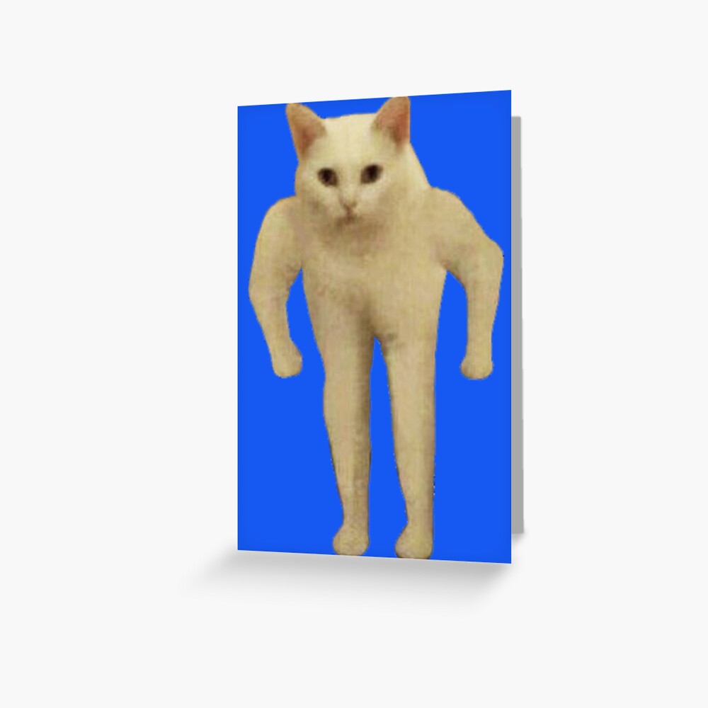 "Standing Cat Meme Sticker" Greeting Card by SergioZaragoz Redbubble