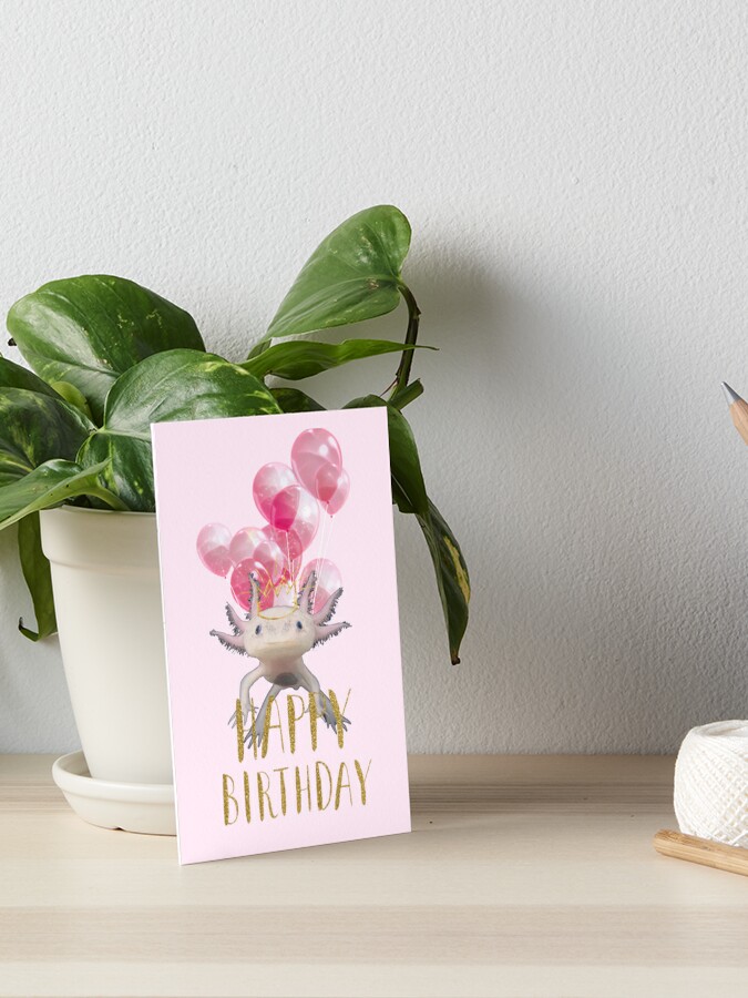 Axolotl birthday , cute pink axolotl Sticker for Sale by Heba44