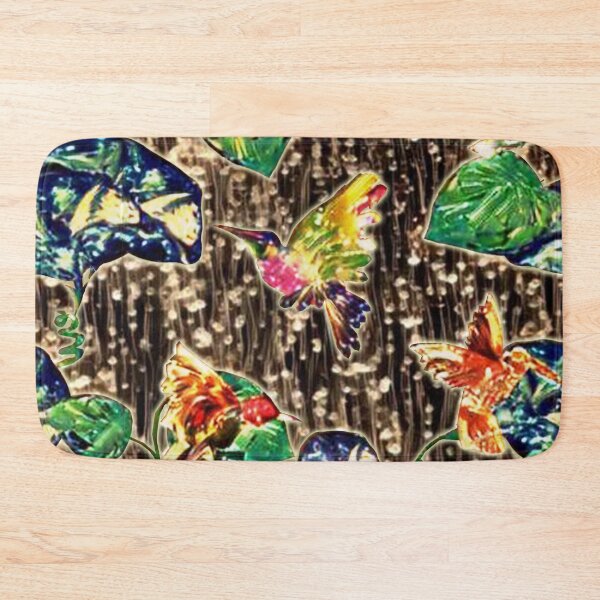 Item preview, hummingbirds, golden rain, birds, flowers, leaves, multicolor designed and sold by Maria Mihailova.