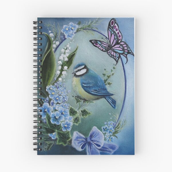 Item preview, Blue garden bird buttefly lily of the valley,forget me not, bow designed and sold by Gabriella  Szabo.