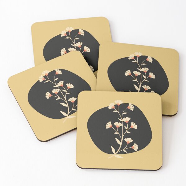 Artikelvorschau, Beige schwarze und orange abstrakte Blumen-Kunst entworfen und verkauft von LamaraK.