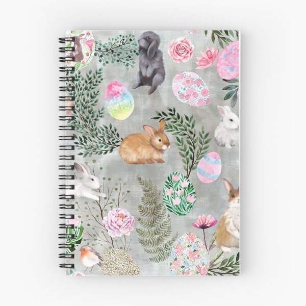 Item preview, Easter bunny, bunny, easter egg, peony - on grey designed and sold by Rebecca Reck Art.