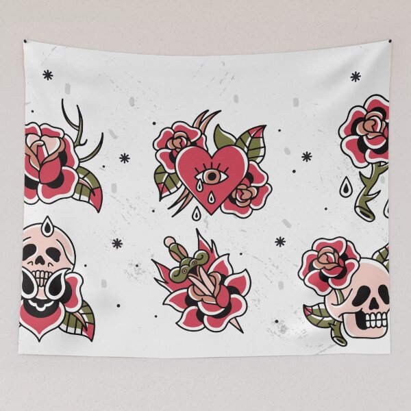 Item preview, Rose skull tattoos designed and sold by DerSenat.