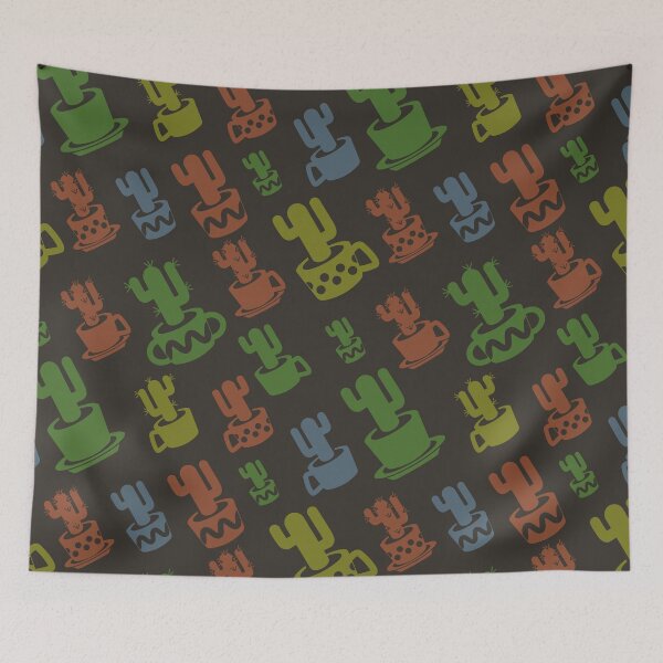 Item preview, Diagonal cactus silhouette in cups and pots designed and sold by CutieBlue.