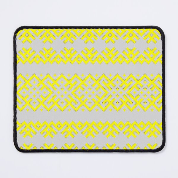 Item preview, Ethno Slavic Pattern - Bogoroditsa - Symbol Horizontal - Sunny Limon Yellow Grey Ornament designed and sold by GrandTartaria.