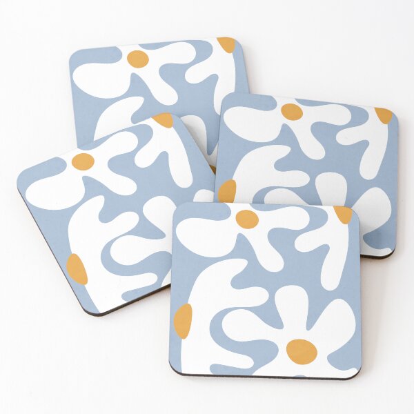 Item preview, Abstract Flowers White Blue 2 designed and sold by technicolorable_art.