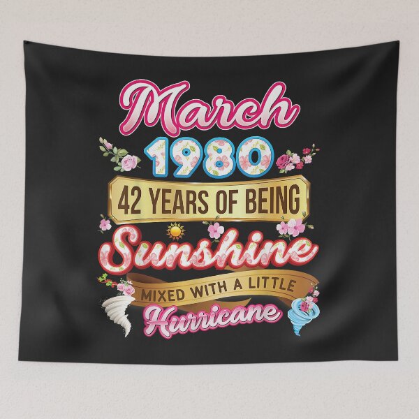 Item preview, Made In March 1980 Girl 42 Years Old 42nd Birthday Sunshine designed and sold by JakariEzer.