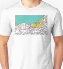 Camiseta ajustada Mapa de Cleveland Ohio