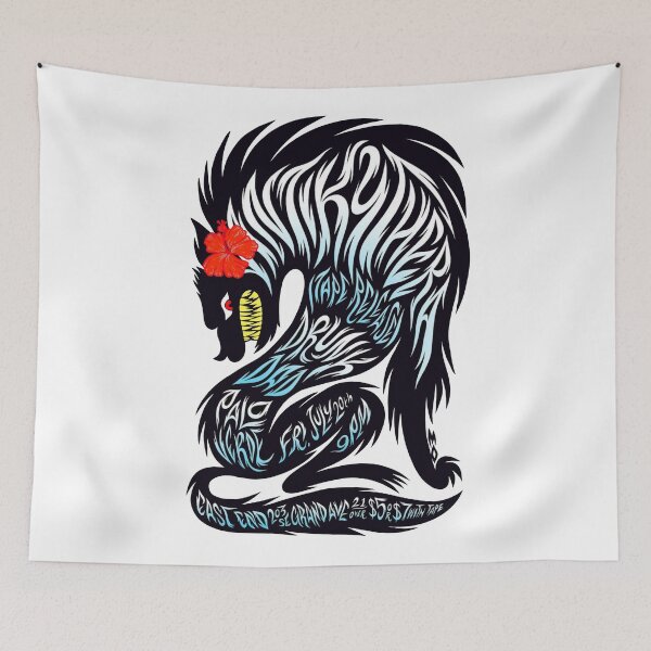 Item preview, wolf with flowers designed and sold by Indy Vintage.
