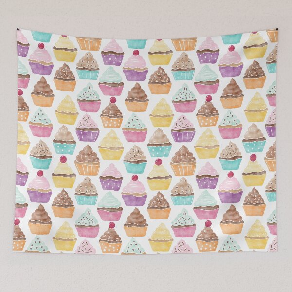 Item preview, Watercolour Cupcakes Pattern designed and sold by RebeccaFlaherty.