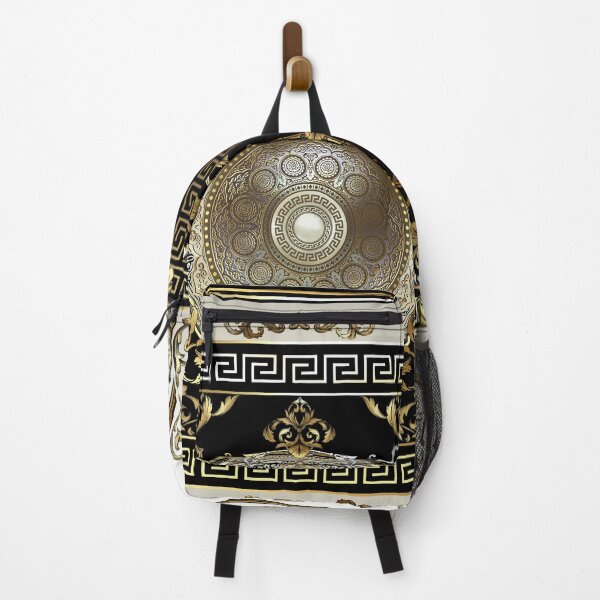 Item preview, Cream Brown Black Gold Medallion Greek Meander Baroque designed and sold by Yiorgos Designs.