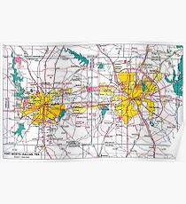 Dallas Texas Karte Poster