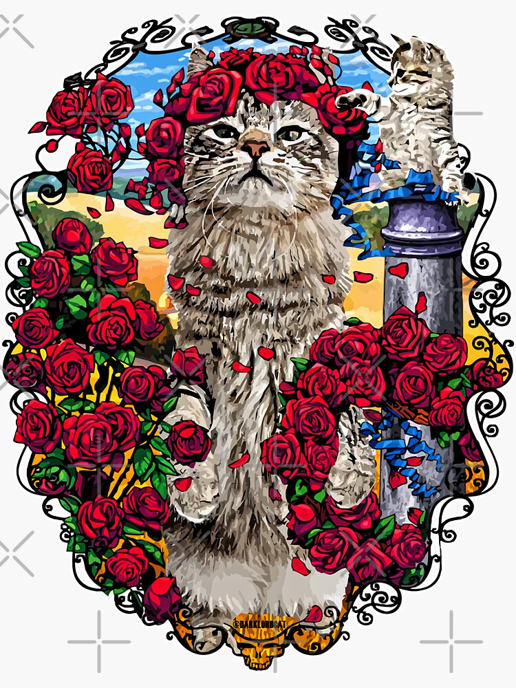 GRATEFUL CATS AND ROSES by darklordpug