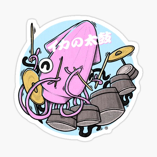Drum Squid Sticker