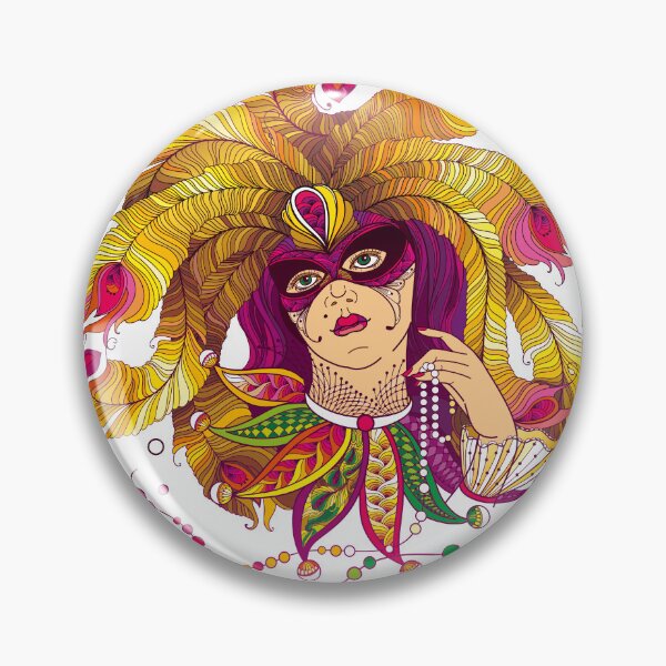 Item preview, Mardi Gras girl with carnival mask and beads. designed and sold by Bokasana.