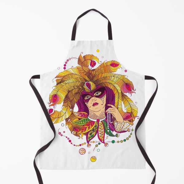 Item preview, Mardi Gras girl with carnival mask and beads. designed and sold by Bokasana.