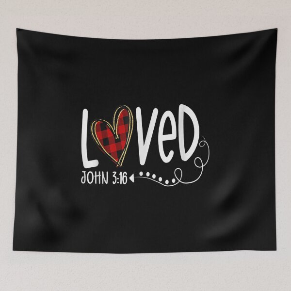 Item preview, Loved John 3 16 Red Plaid Heart Christian Valentine's Day  designed and sold by jennifera11.