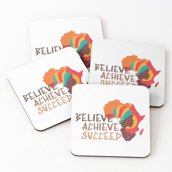Item preview, ⭐⭐⭐⭐⭐(204) - Believe Achieve Succeed, motivational shirt for black history month with African colors designed and sold by kind4you.