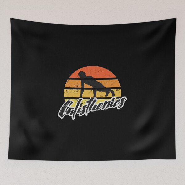 Item preview, Street Workout Athlete Calisthenics Push Up Retro Sunset designed and sold by StrongShirts.