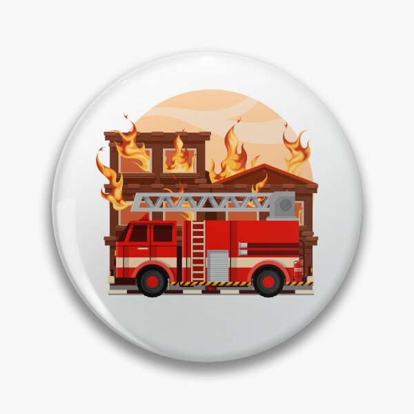 Aperçu de l'œuvre Les pompiers conduisent un camion de pompiers pour éteindre le feu dans la maison en feu créée et vendue par bau-shop.