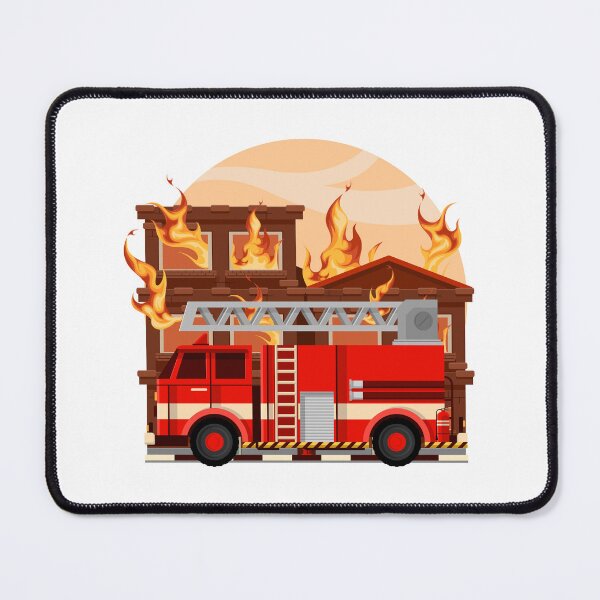 Item preview, The Fire Brigade Driving A Fire Truck To Put Out The Fire In The Burning House designed and sold by bau-shop.