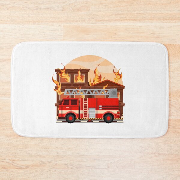 Item preview, The Fire Brigade Driving A Fire Truck To Put Out The Fire In The Burning House designed and sold by bau-shop.