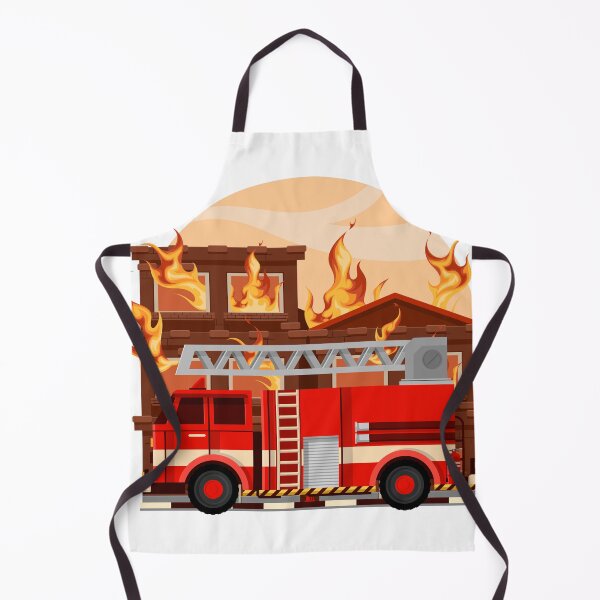 Item preview, The Fire Brigade Driving A Fire Truck To Put Out The Fire In The Burning House designed and sold by bau-shop.