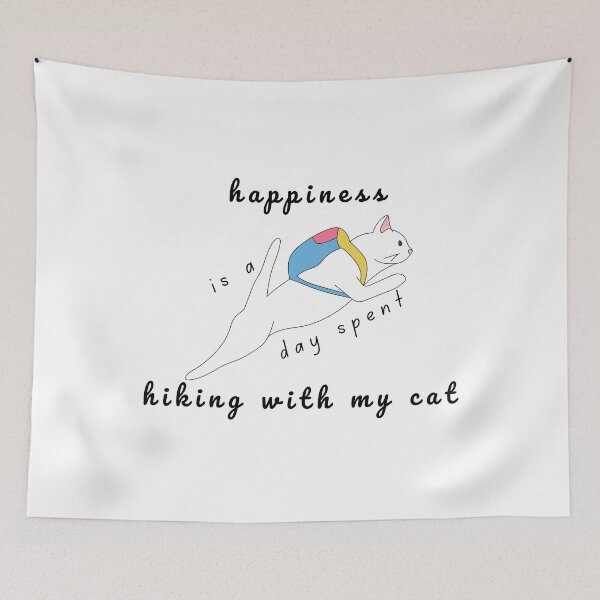 Item preview, happiness is a day spent hiking with my cat designed and sold by jassine11.