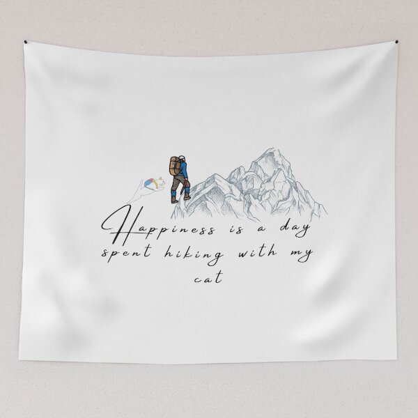Item preview, happiness is a day spent hiking with my cat designed and sold by jassine11.