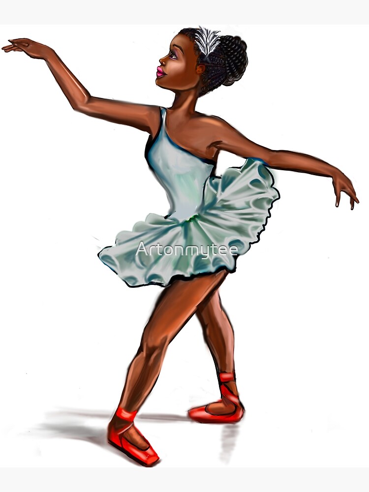 Ballerina in blue green dress and in red shoes - ballerina doing pirouette  in red tutu and red shoes - brown skin ballerina