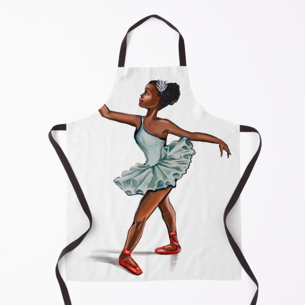 Item preview, Ballerina in blue green dress and in red shoes - ballerina doing pirouette in red tutu and red shoes - brown skin ballerina designed and sold by Artonmytee.