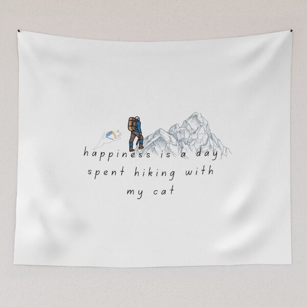 Item preview, happiness is a day spent hiking with my cat designed and sold by jassine11.