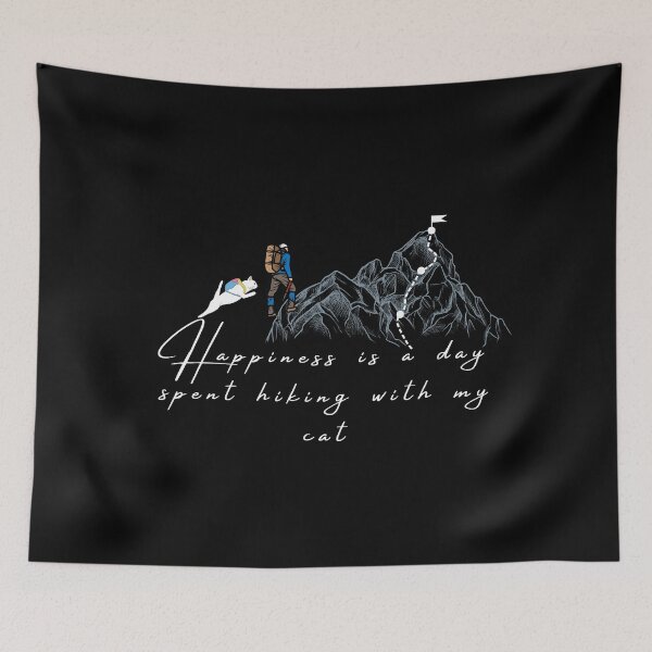 Item preview, happiness is a day spent hiking with my cat designed and sold by jassine11.