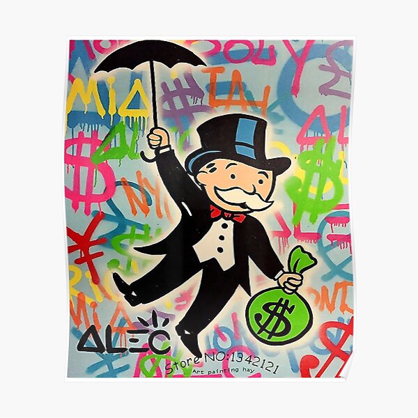 FACAIA ALEC Monopoly Rich Money Man on Graffiti Art Wall Canvas