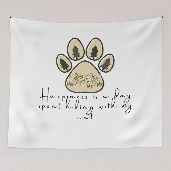 Item preview, happiness is a day spent hiking with my cat designed and sold by jassine11.