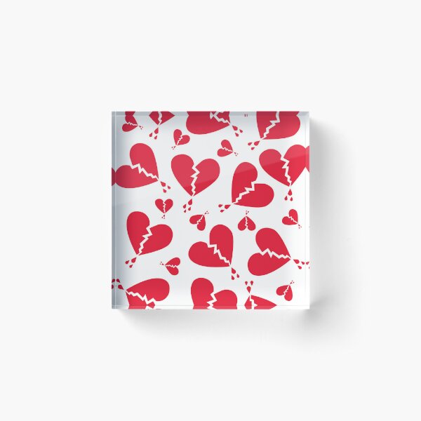 Pink Hearts Acrylic Block