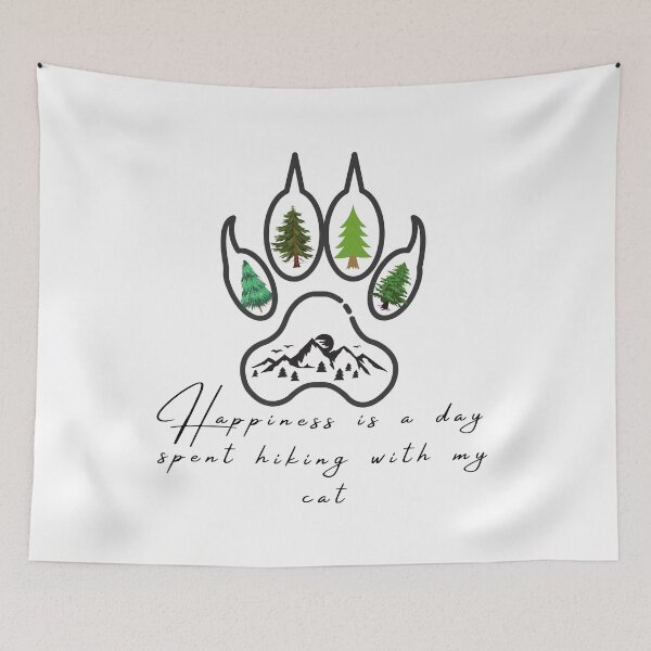 Item preview, happiness is a day spent hiking with my cat designed and sold by jassine11.